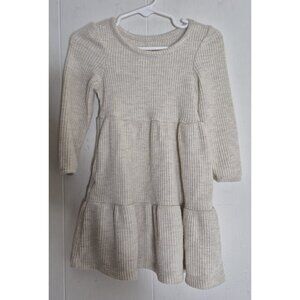 Cat & Jack Long Sleeve Waffle Design Beige Dress Infant Toddler Girls Size 18M